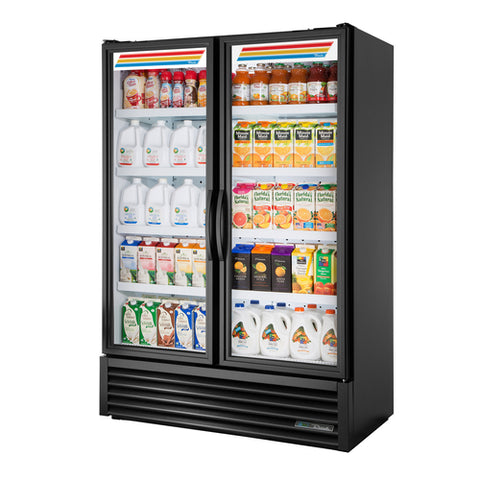 True Manufacturing FLM-54~TSL01 53 7/8" Two-Door Refrigerated Glass Door Merchandiser with LED Lighting