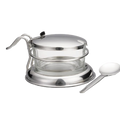 357 TableCraft Products 6 oz Glass Condiment Jar Set, Stainless Steel-Tablecraft Products