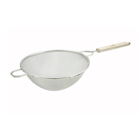 Winco MST-6S 6-1/4" Single Fine Mesh Strainer with Wood Handle