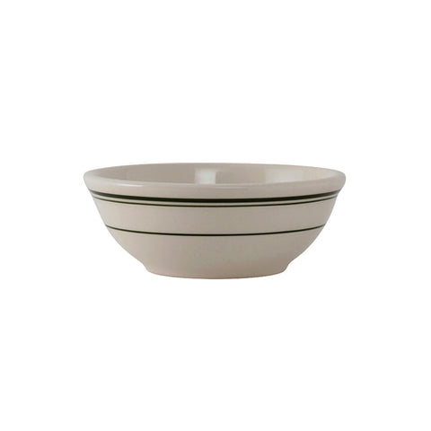 Tuxton China TGB-015 Green Bay 13 oz. Eggshell Nappie Bowl with Green Bands