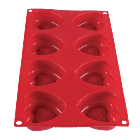 PLBM008S Thunder Group 2-2/5 Oz. 6 Cavity Heart High Heat Silicone Baking Mold-Thunder Group