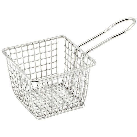 Winco FBM-443S Square Mini Serving Basket, 4"L x 4"W x 3"H