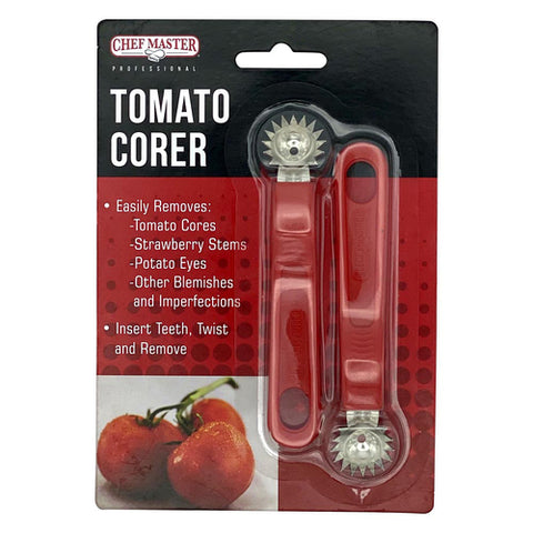 Chef Master 90241 Tomato Corer with Stainless Steel Blade and Red Plastic Handle