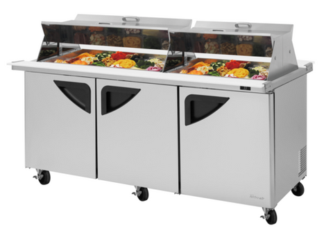 Turbo Air TST-72SD-30-N-DS 72-5/8" Super Deluxe Mega Top Dual Sided Refrigerated Sandwich/Salad Prep Table