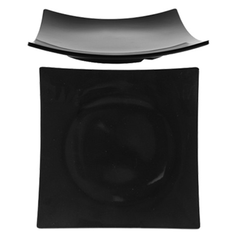 24010BK Thunder Group Black 10" x 10" Square Flare Melamine Plate