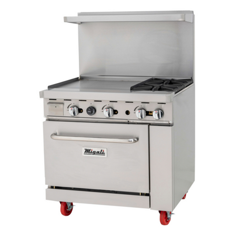 C-RO2-24GL-LP Migali 36" 2-Burner 24" Griddle Range w/ (2) Ovens - LP