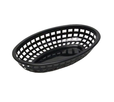 1074BK Tablecraft 9 1/4" x 6" x 1 3/4" Black Oval Classic Plastic Basket-Tablecraft Products