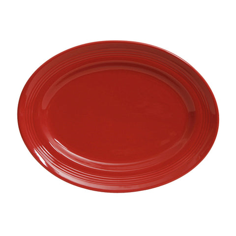 Tuxton China CQH-136 Concentrix Cayenne 13.75" x 10.5" Oval Platter