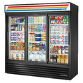 GDM-69-HC-LD True 78" Black 3-Section Merchandiser w/ Sliding Doors-True MFG Co.
