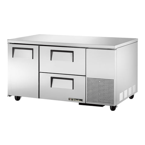 True Manufacturing TUC-60-32D-2-HC 60 1/4" Undercounter Refrigerator with One Door and Two Drawers