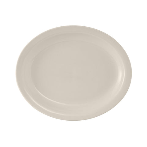 Tuxton China TNR-019 Nevada/Reno 12-1/2" x 10-1/4" Eggshell Narrow Rim Oval China Platter