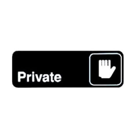 Winco SGN-304 "Private" Information Wall Sign, 9"W x 3"H