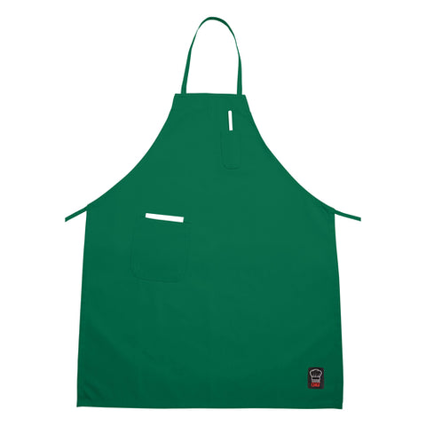 BA-PLG Winco Bright Green Full-Length Bib Apron w/ Pocket