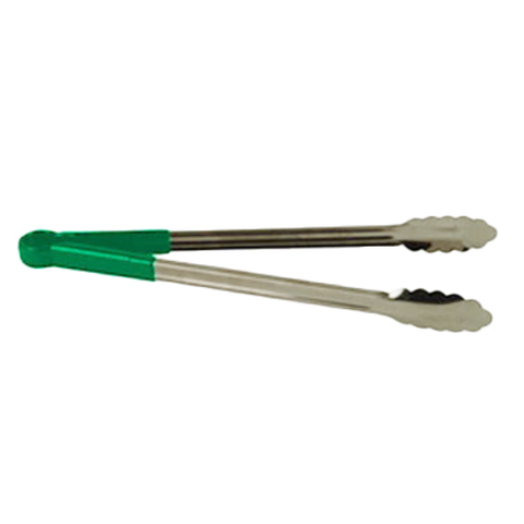 Thunder Group SLTG816G 16" Stainless Steel Utility Tongs with Green Non-Slip Handle