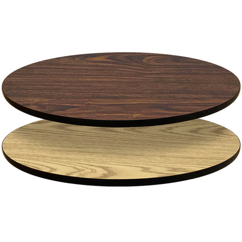 OW30R Oak Street 30" Oak & Walnut Round Reversible Table Top w/ T-Mold Edge