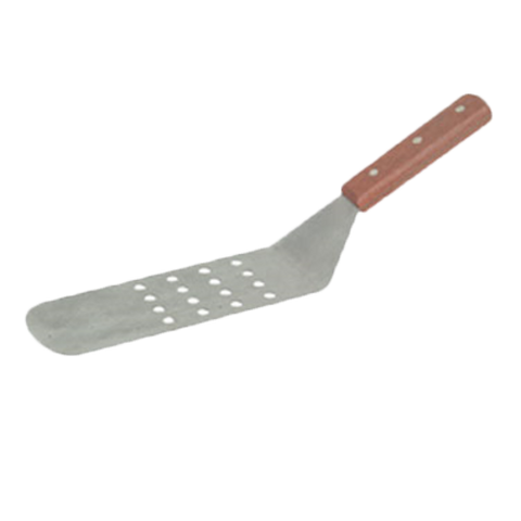 Thunder Group SLTWBT110 10" Perforated Stainless Steel Turner with Wood Handle
