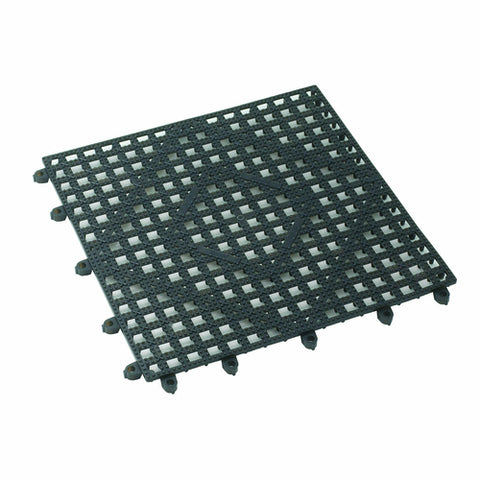 Winco BML-12K 12" x 12" Interlocking Bar Mat - Dark Smoke Plastic