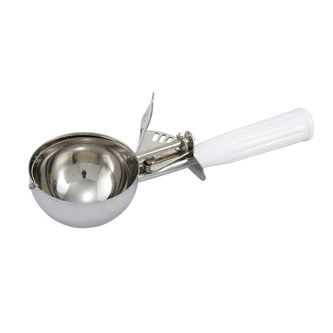 Winco ICD-6 Stainless Steel Thumb Press Disher with White Plastic Handle, Size #6