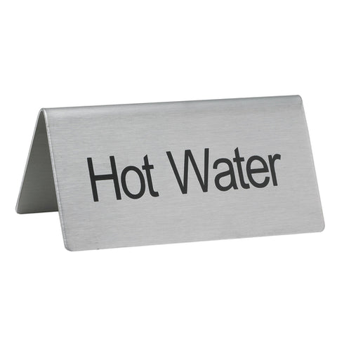 Winco SGN-104 Stainless Steel "Hot Water" Beverage Tent Sign