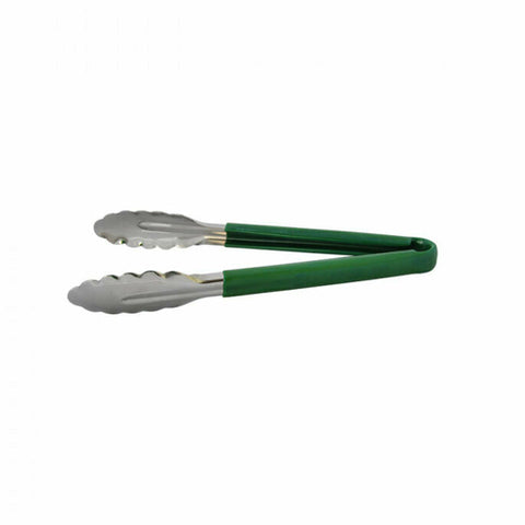 Libertyware T10P-GR 9" Green Handle Stainless Steel Utility Tongs