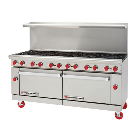 American Range AR-24G-8B-DSB NG 72 inch Gas Range with 8 Open Burners, 24 inch Left Griddle and (2) Storage Bases (Natural Gas)