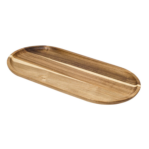 Browne USA Foodservice 571680 Oval Acacia Wood Serving Board, 16" x 8"
