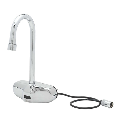 T&S Brass EC-3105 ChekPoint Wall Mount Electronic Sensor Faucet, 4" Centers, Gooseneck Spout, Chrome-Plated Brass