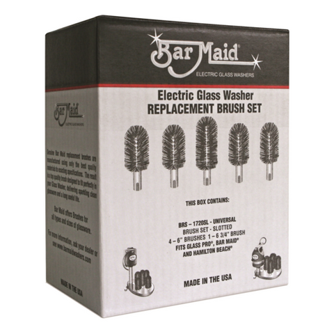 BRS-1720SL Winco 6" & 6-3/4" Glass Washer Replacement Slotted Brush - Set