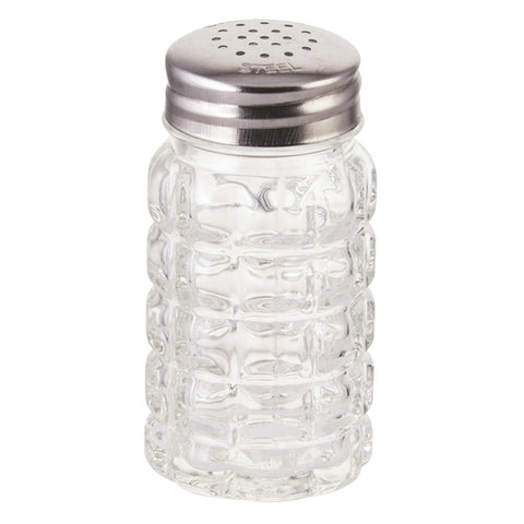 Winco G-118 Classic Glass Salt and Pepper Shaker with Stainless Steel Flat Top, 2 oz