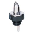 371-00 Spill Stop Chrome-Plated Plastic Free-Flow Liquor Pourer w/ Black Collar-SPILL-STOP
