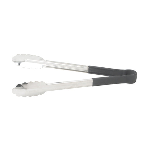 Winco UTPH-16K 16" Stainless Steel Utility Tongs with Black Polypropylene Handle