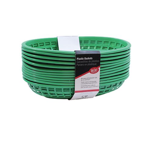 C1074G Tablecraft 9-3/8" x 6" x 1-7/8" Green Plastic Oval Basket