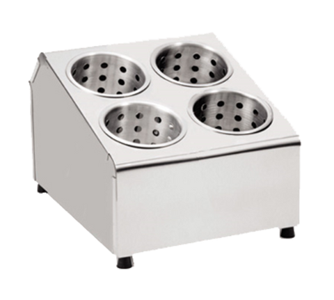 Tablecraft 7042 Stainless Steel Four-Compartment Two-Tier Flatware Cylinder Holder