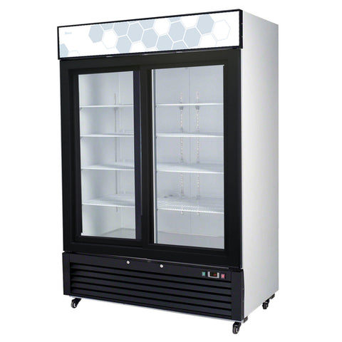C-49RS-HC Migali 54.4" White 2-Section Glass Door Refrigerator Merchandiser w/ Sliding Glass Doors