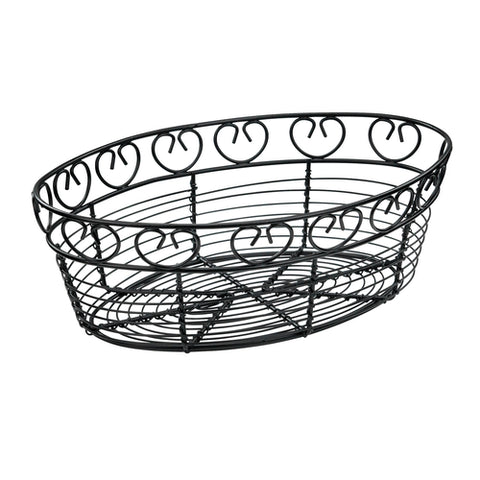 Winco WBKG-10O 10" Oval Black Wire Bread and Fruit Serving Basket