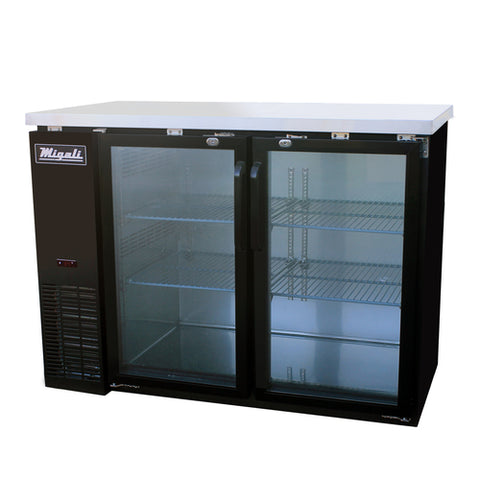 C-BB48G-HC Migali 49" 2-Section Glass Door Back Bar Refrigerator