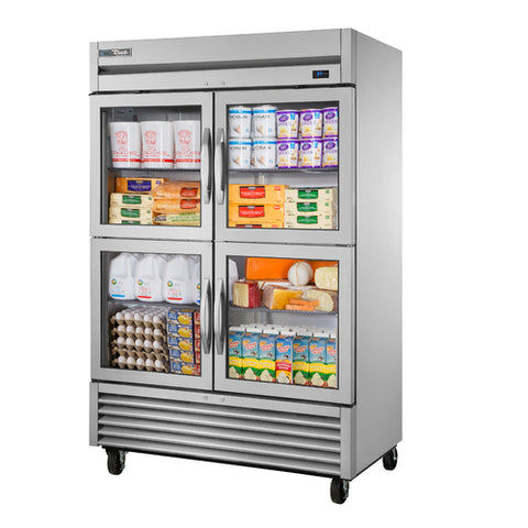 True Mfg. TS-49G-4-HC~FGD01 Two-Section Reach-In Half Glass Door Refrigerator with Hydrocarbon Refrigerant