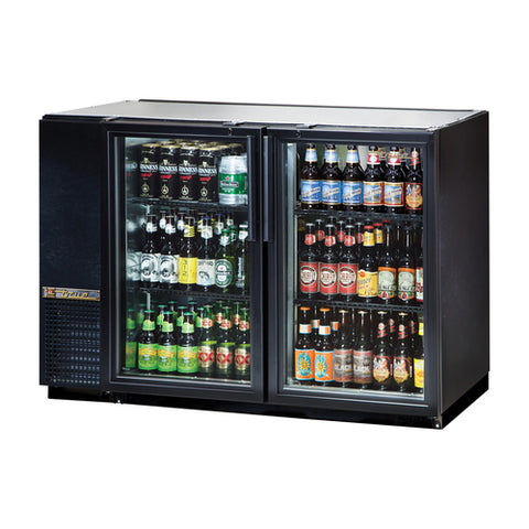 True Mfg. TBB-24GAL-48G-HC-LD 48-Inch Two-Door Back Bar Refrigerator with Swing Glass Doors, Black