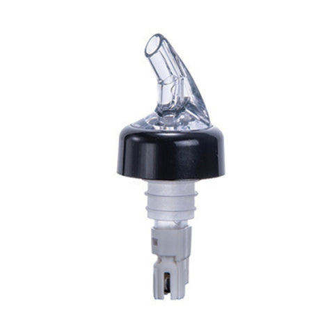 Winco PPA-200 2 oz Measured Liquor Pourer with Black Collar and White Tail