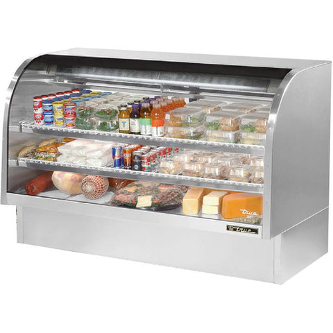 True TCGG-72-S-HC-LD 72" Curved Glass Refrigerated Deli Display Case