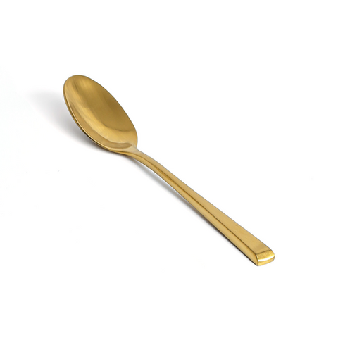 Front of the House FTS006GOS23 Parker 7" 18/10 Stainless Steel Extra Heavy Weight Matte Brass Teaspoon