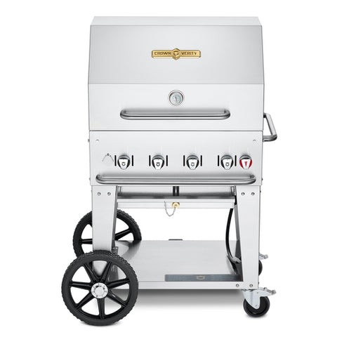 CV-MCB-30RDP Crown Verity 30" Mobile Outdoor Charbroiler Includes Roll Dome, Bun Rack, LP