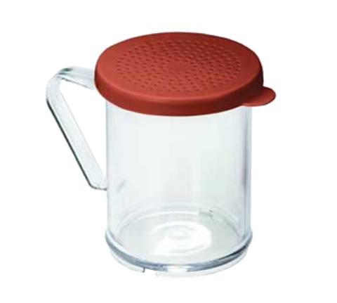 Tablecraft 166C 10 oz. Polycarbonate Shaker/Dredge with Rose Lid for Medium Ground Products