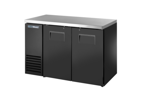 True Manufacturing TBB24-48-2S-Z1-SFT-B-1 48" Two-Door Solid Swing Back Bar Cooler, Black with Stainless Steel Top