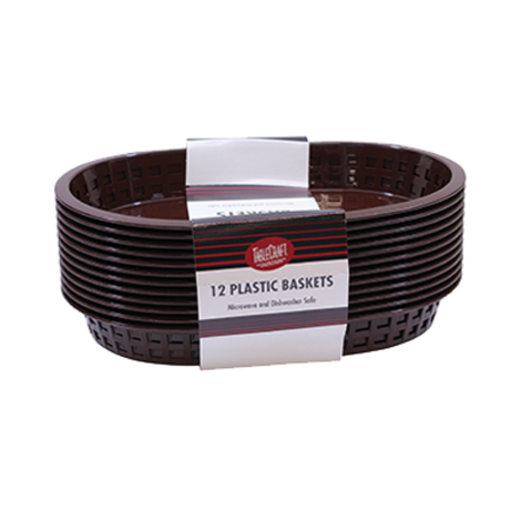 Tablecraft Products C1076BR Cash & Carry Chicago Basket, Oval Plastic, Brown