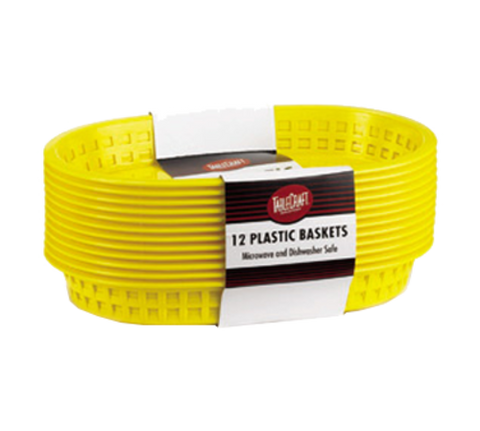 TableCraft Products C1076Y Oval Plastic Fast Food Basket, Yellow