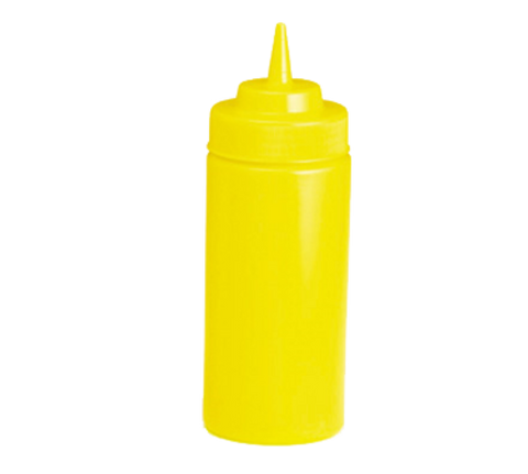 TableCraft 11663M 16 oz. Yellow WideMouth Squeeze Bottle with 63 mm Opening, 12/Pack