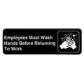 PLIS9325BK Thunder Group 9" x 3" Employees Must Wash Hands Before Returning To Work Sign-Thunder Group