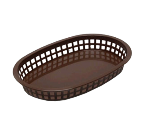 1076BR Tablecraft 10-5/8" x 7" x 1-1/2" Brown Oval Chicago Platter Basket-Tablecraft Products