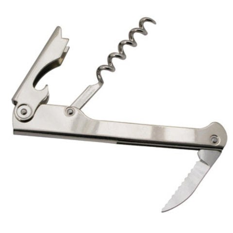 Winco CO-711 Economy Waiter's Corkscrew with Foil Cutter and Bottle Cap Opener, Stainless Steel